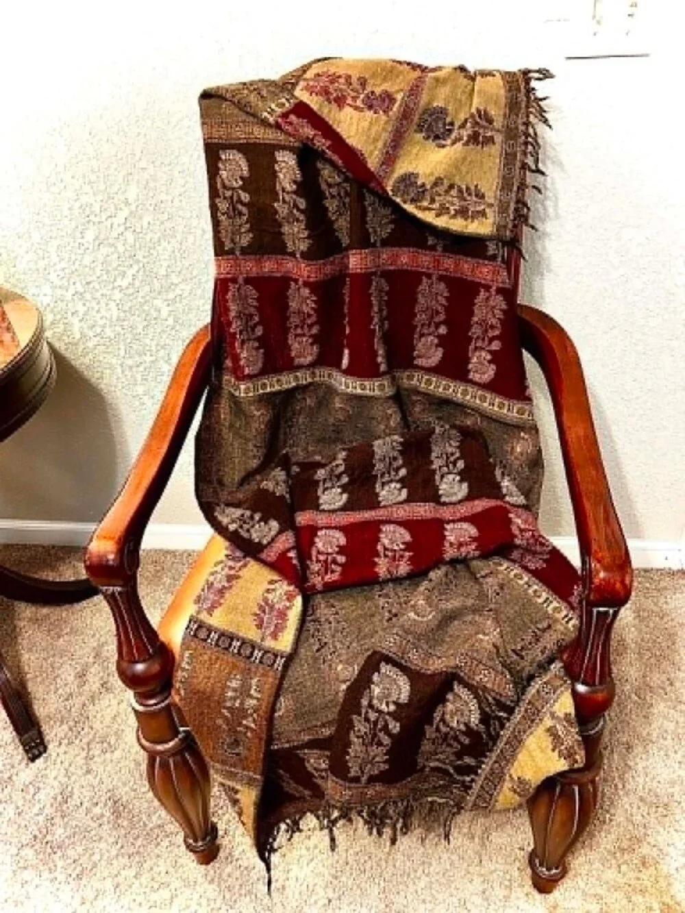 ALEXANDRA'S ACCENTS Vintage Pashmina Floral Tapestry Full Shawl Wrap Throw 78x40